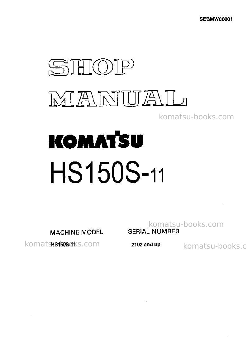 Komatsu hs150s-11jpn Repair & maintenance cover Komatsu hs150s-11jpn Repair & maintenance cover