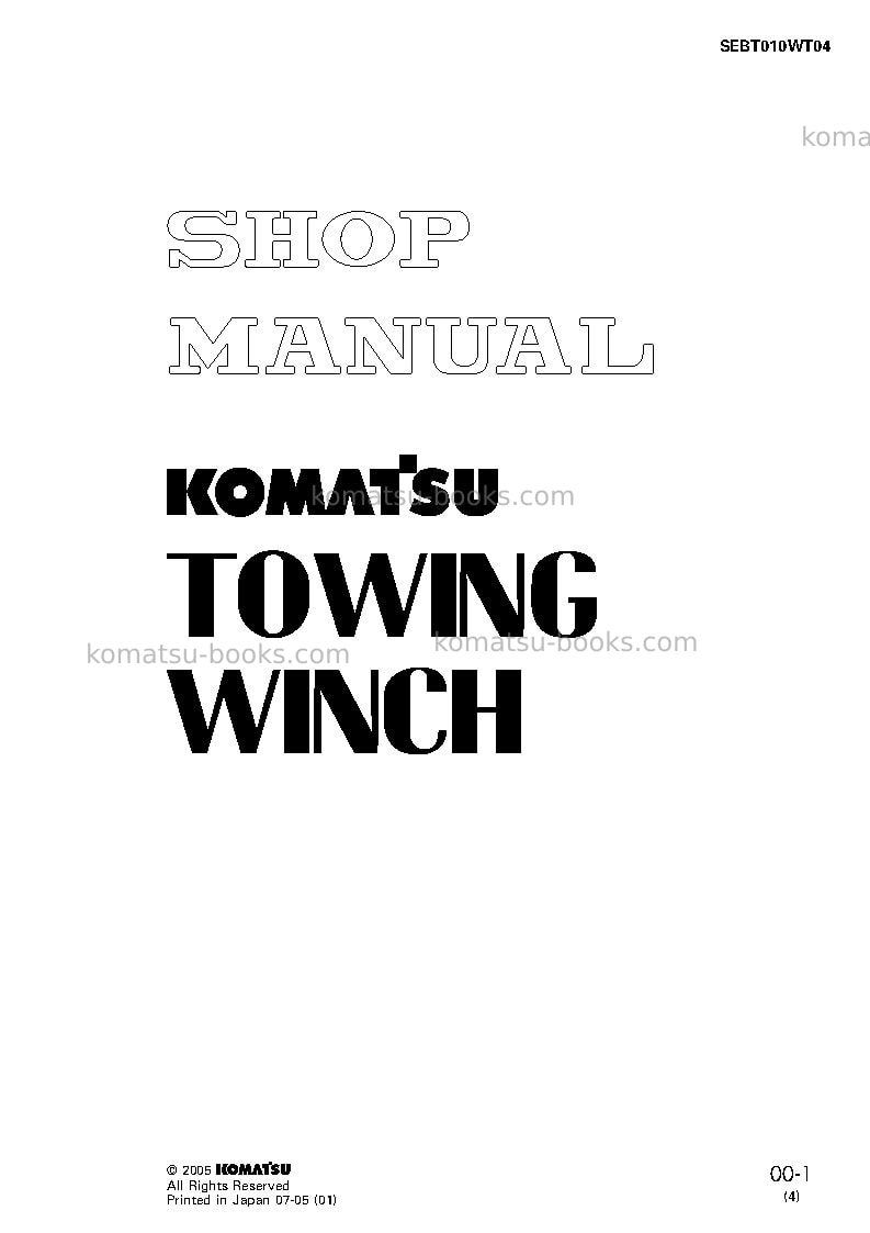 Komatsu dwt125-2jpn-towing winch for d85a-21 Repair & maintenance cover Komatsu dwt125-2jpn-towing winch for d85a-21 Repair & maintenance cover