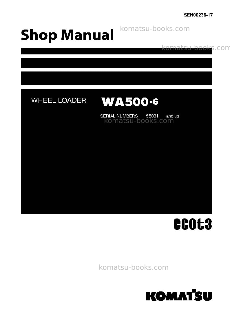 Komatsu wa500-6jpn Repair & maintenance cover
