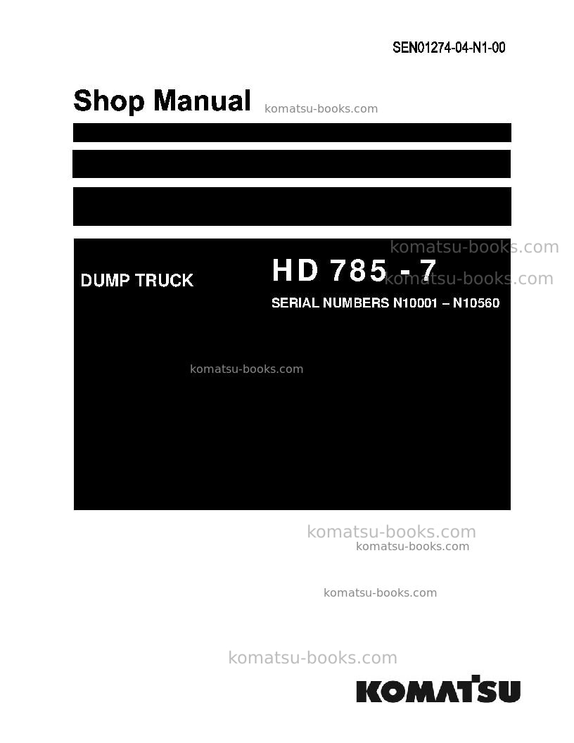 Komatsu hd785-7ind-50c degree m/c spec Repair & maintenance cover