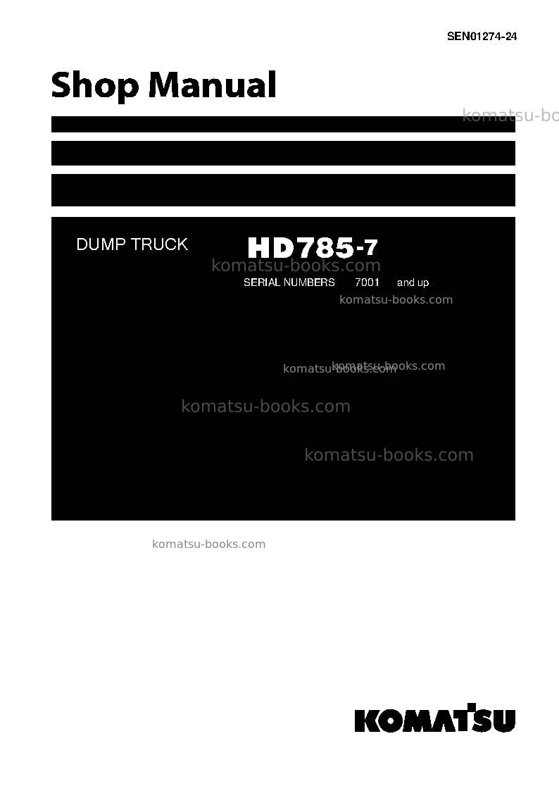 Komatsu hd785-7jpn Repair & maintenance cover