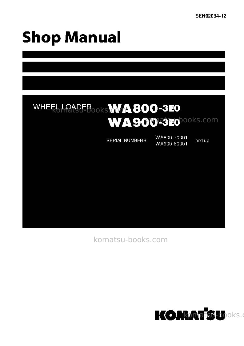 Komatsu wa800-3jpn-tier2 Repair & maintenance cover