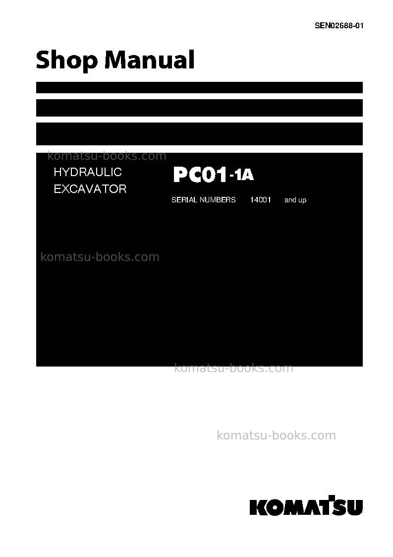 Komatsu pc01-1jpn-a Repair & maintenance cover