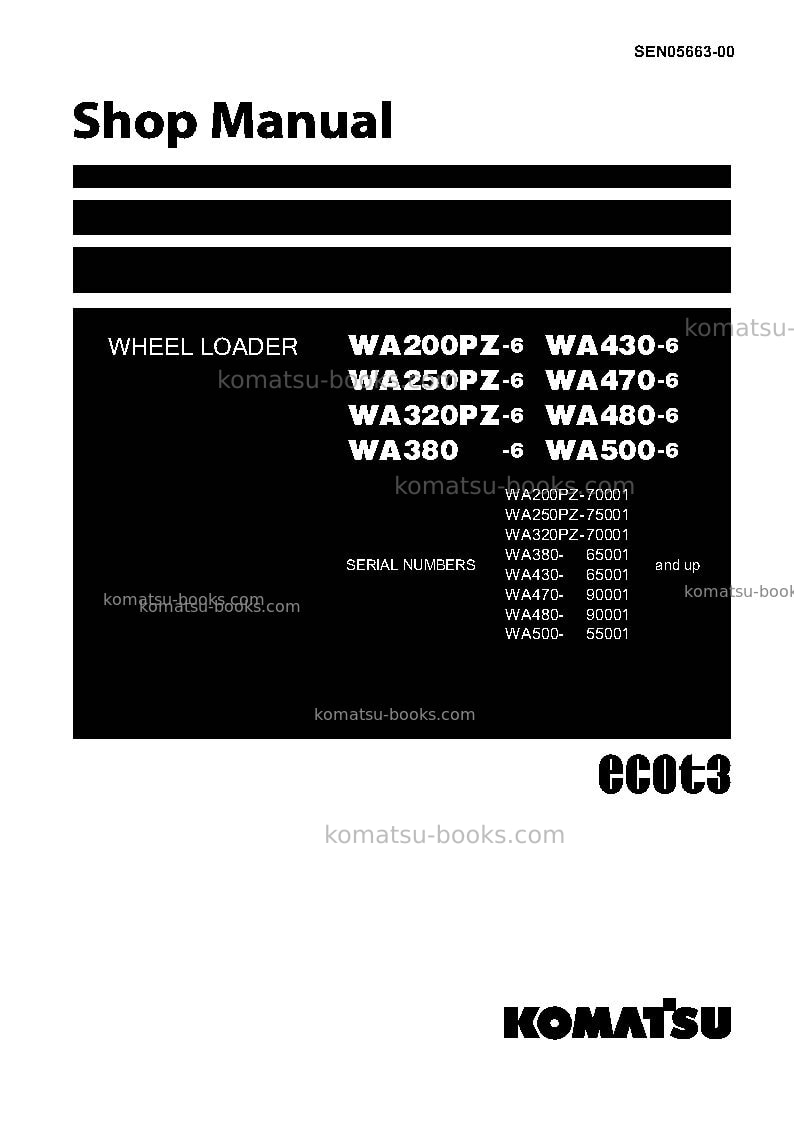 Komatsu wa200pz-6jpn-for kal Repair & maintenance cover