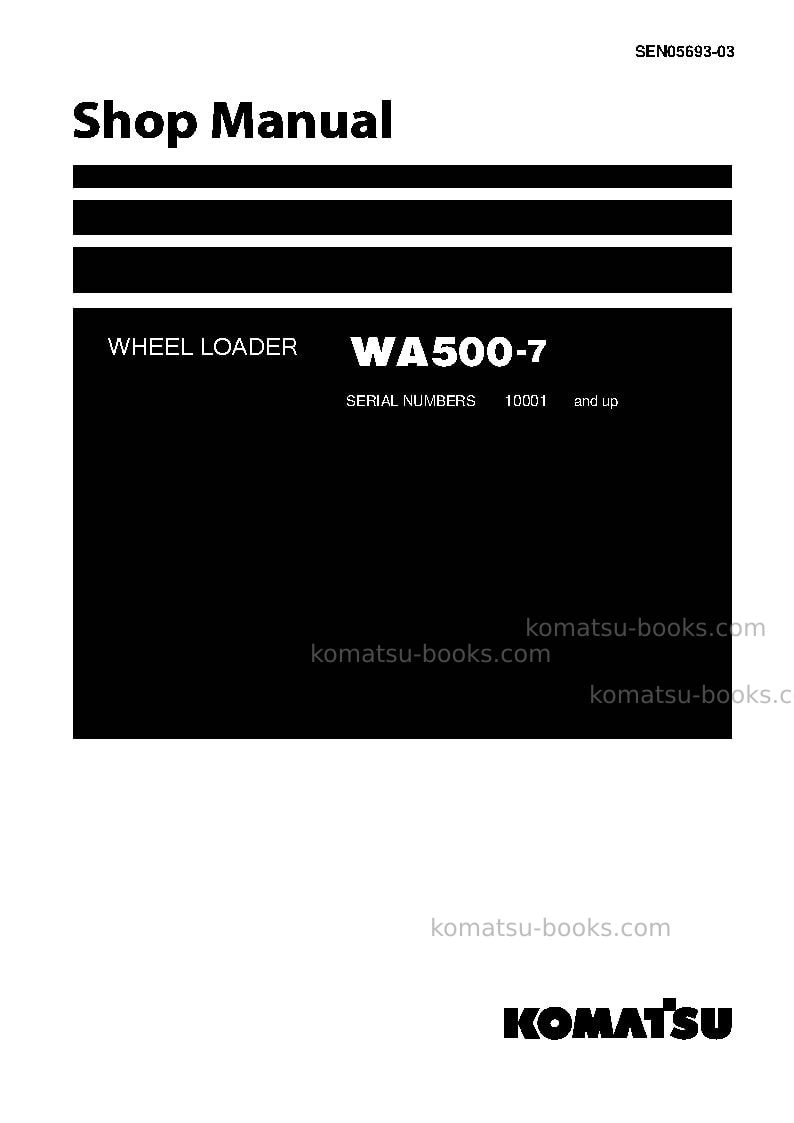 Komatsu wa500-7jpn Repair & maintenance cover