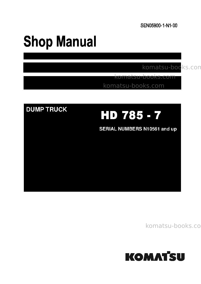 Komatsu hd785-7ind-50c degree m/c spec Repair & maintenance cover