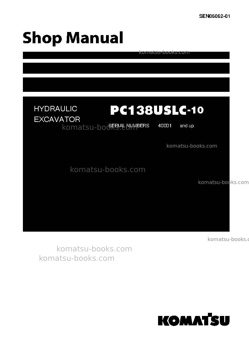 Komatsu pc138uslc-10jpn Repair & maintenance cover