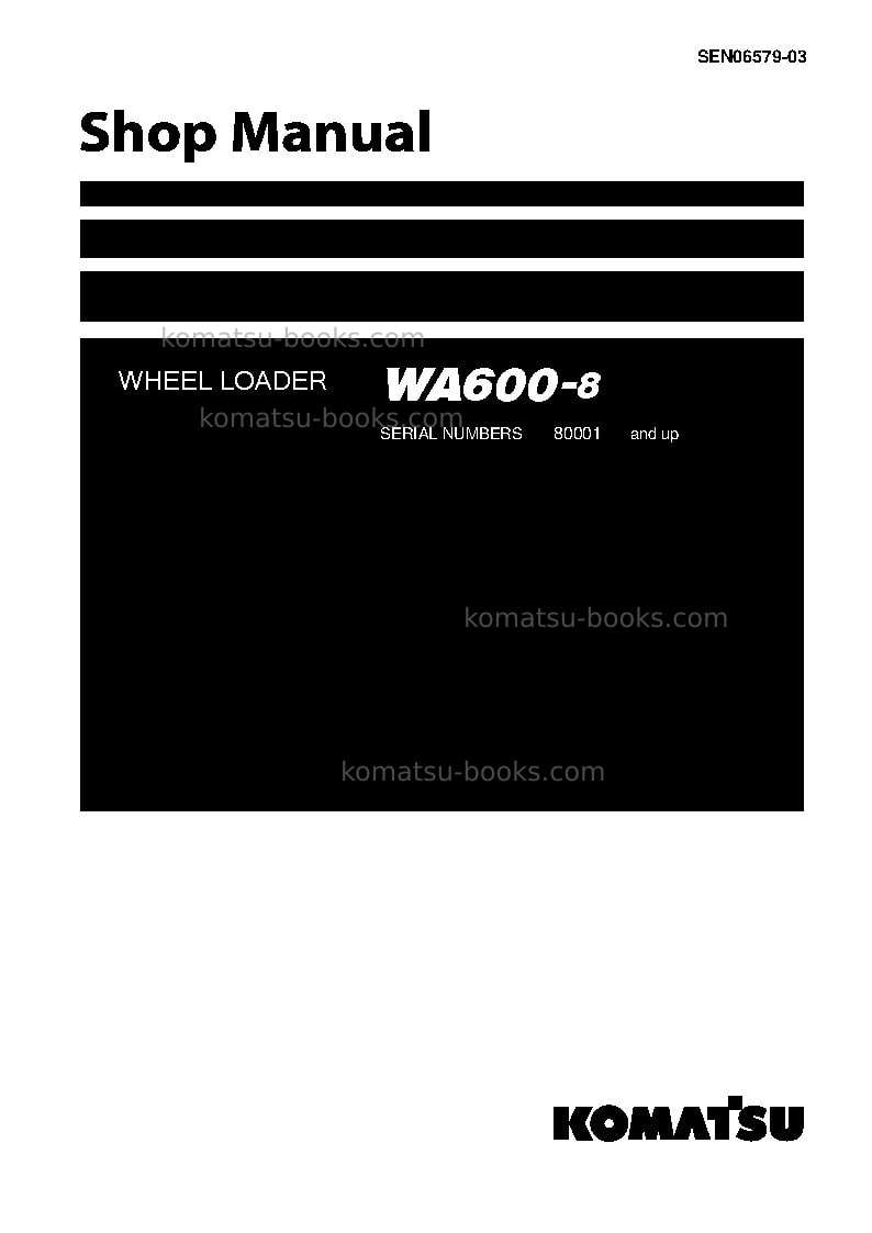 Komatsu wa600-8jpn Repair & maintenance cover