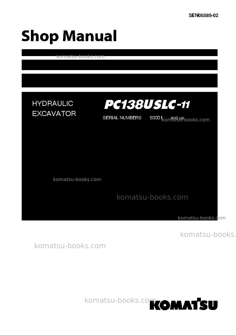 Komatsu pc138uslc-11jpn Repair & maintenance cover