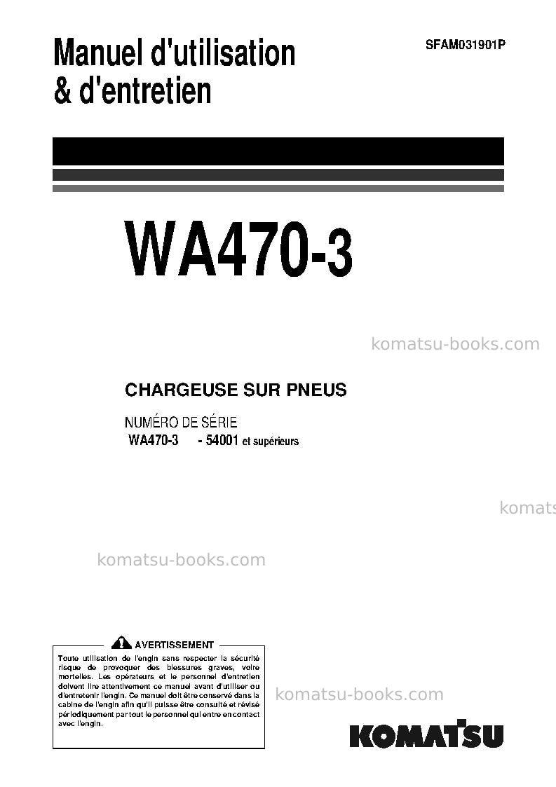 Komatsu wa470-3jpn Manuel d'utilisation couverture Komatsu wa470-3jpn Manuel d'utilisation couverture