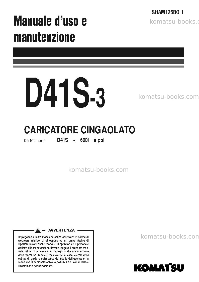 Komatsu d41s-3jpn Manuale operativo copertina