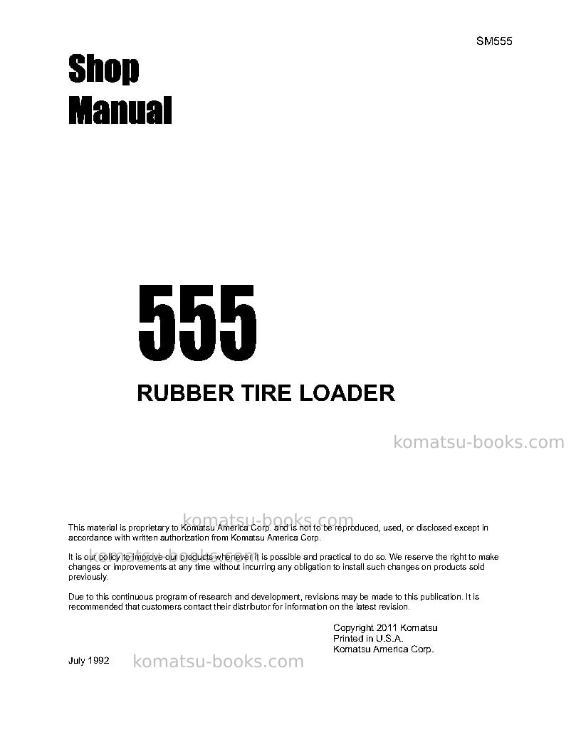 Komatsu 555 Repair & maintenance cover