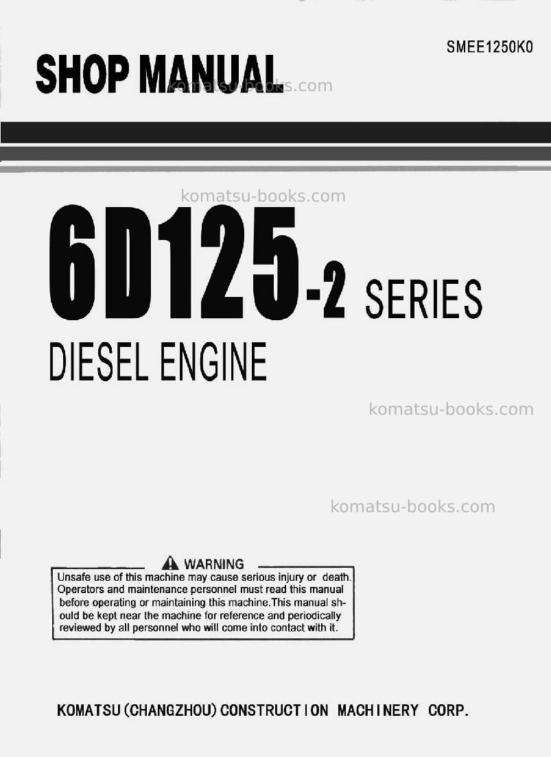 Komatsu 6d125-2 serieschn Repair & maintenance cover Komatsu 6d125-2 serieschn Repair & maintenance cover