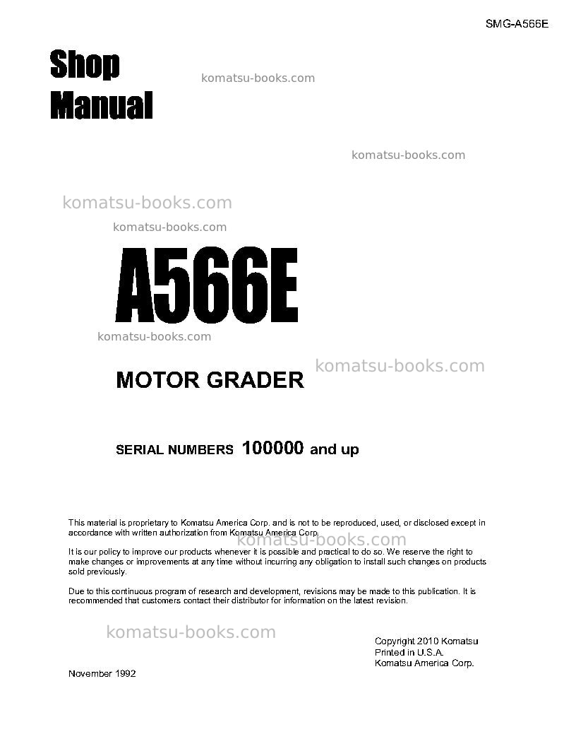 Komatsu a566e Repair & maintenance cover Komatsu a566e Repair & maintenance cover