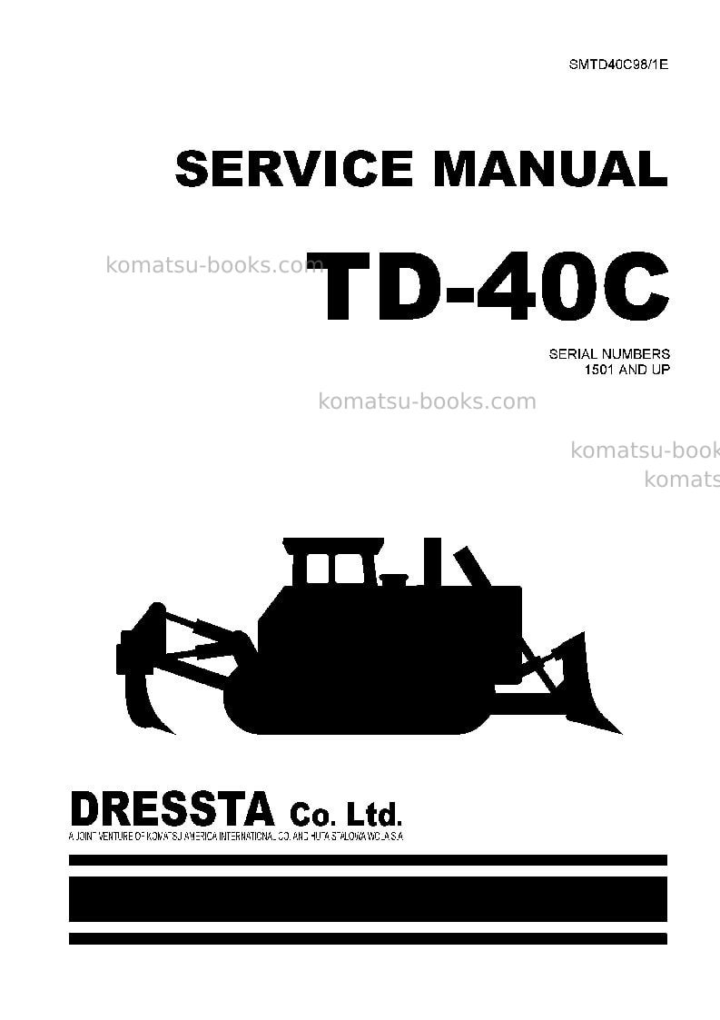 Komatsu td-40c Repair & maintenance cover Komatsu td-40c Repair & maintenance cover