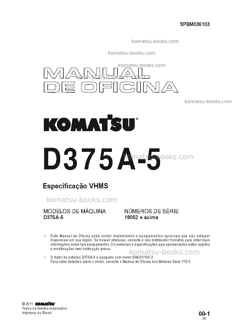 Komatsu d375a-5jpn Reparo e manutenção capa Komatsu d375a-5jpn Reparo e manutenção capa