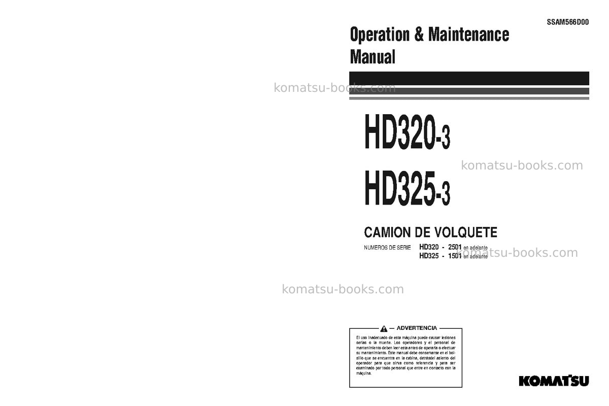 Komatsu hd325-3jpn Manual de operación cover Komatsu hd325-3jpn Manual de operación cover