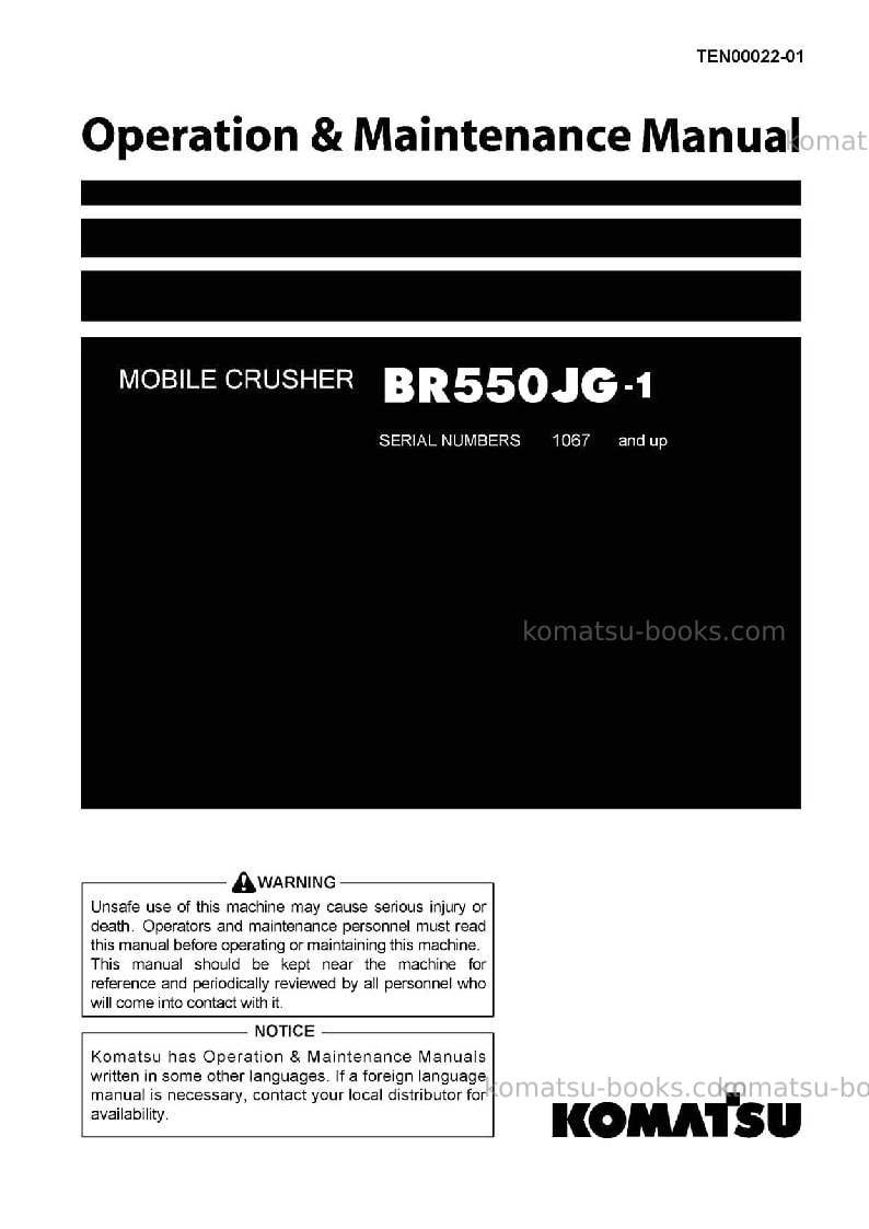 Komatsu br550jg-1jpn Operation manual cover Komatsu br550jg-1jpn Operation manual cover