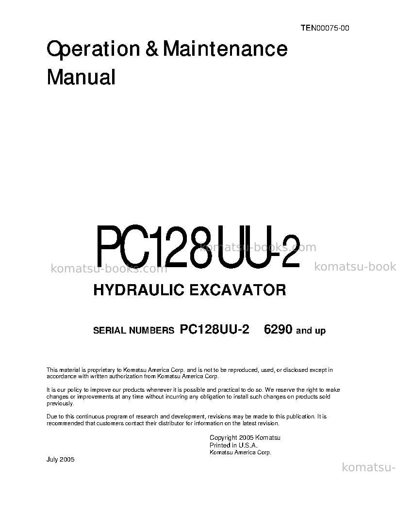 Komatsu pc128uu-2jpn Operation manual cover