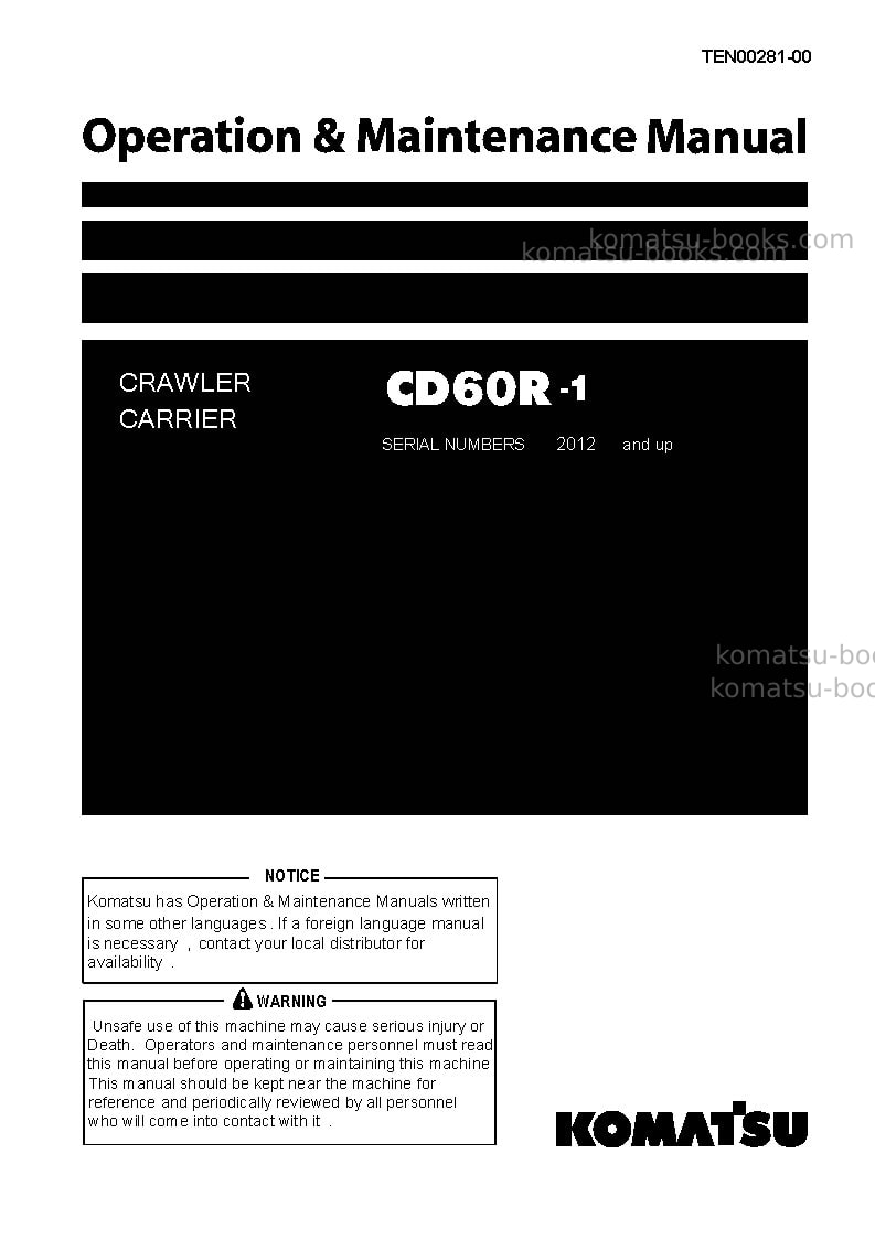 Komatsu cd60r-1jpn Operation manual cover Komatsu cd60r-1jpn Operation manual cover