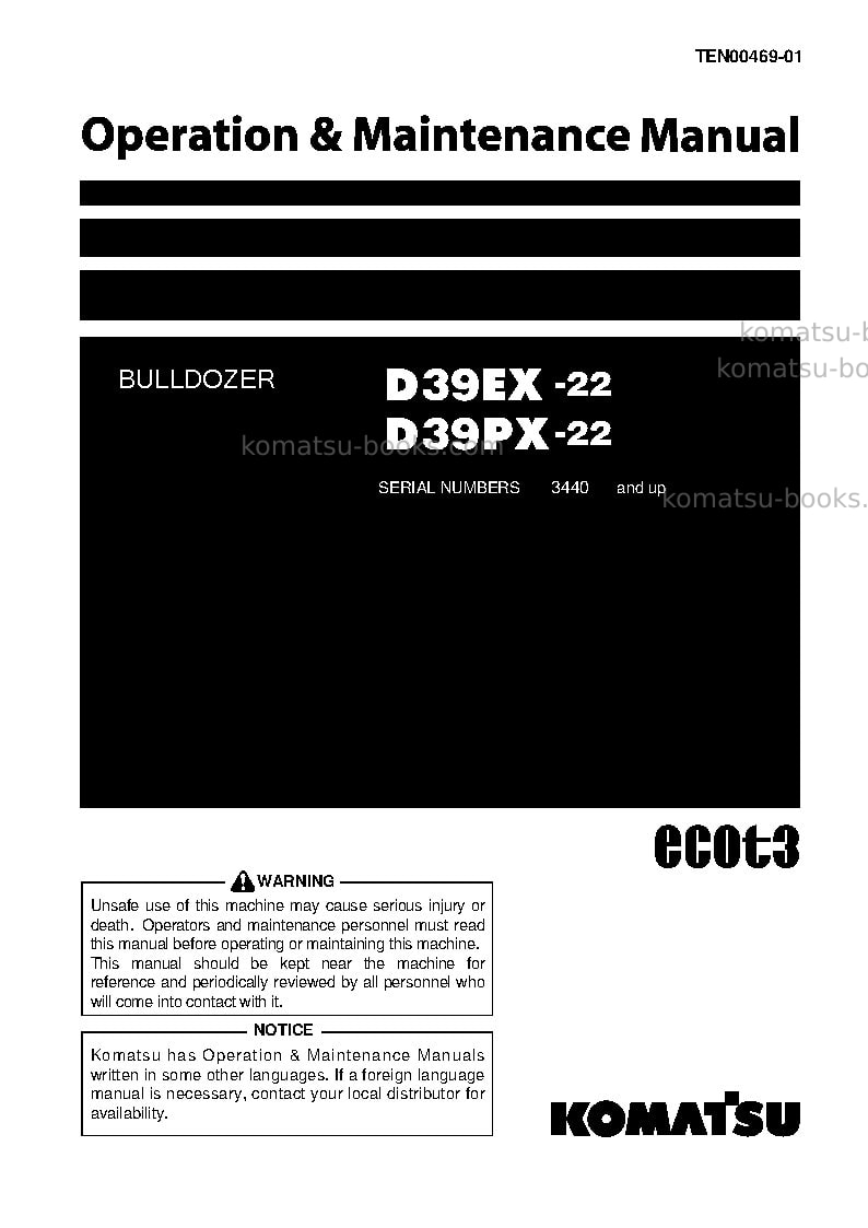 Komatsu d39px-22jpn Operation manual cover Komatsu d39px-22jpn Operation manual cover