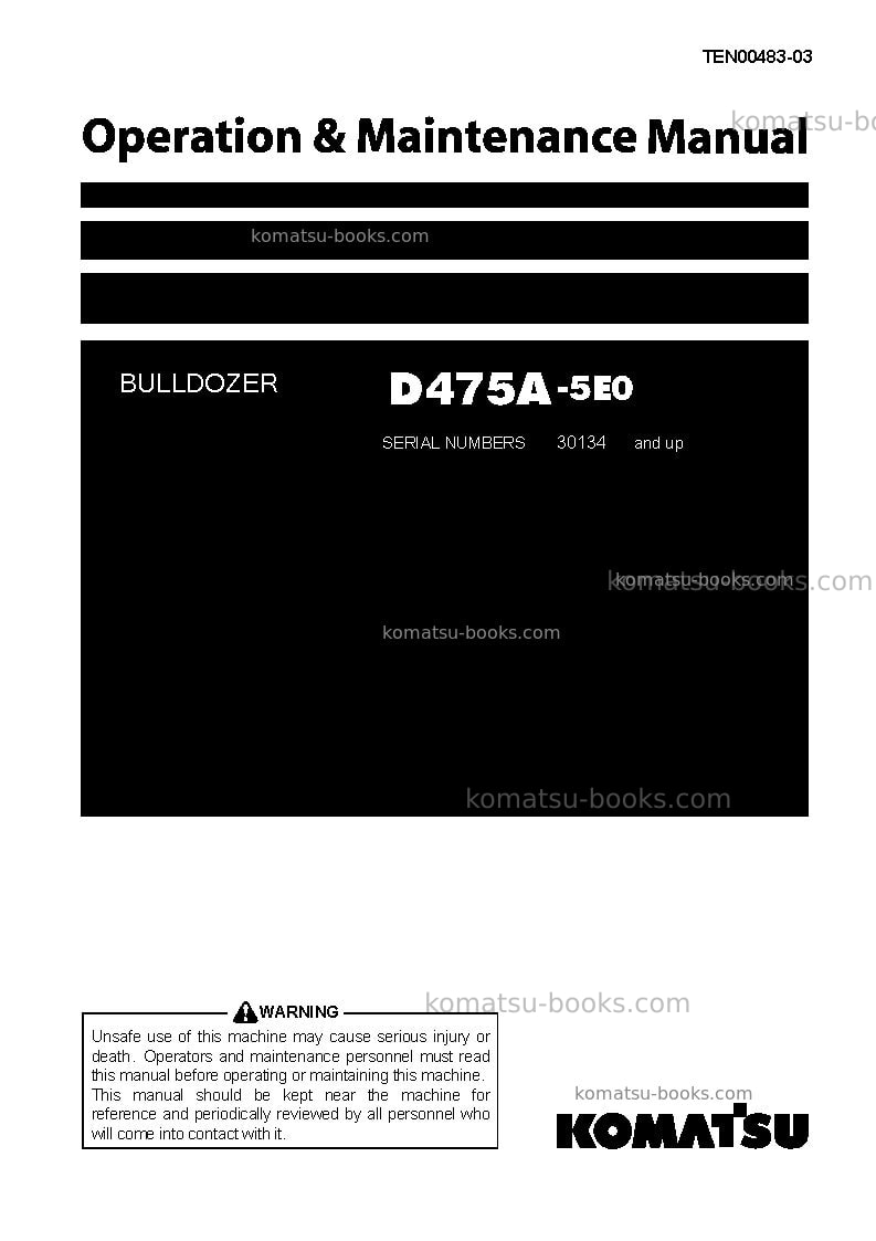 Komatsu d475a-5jpn-e0 Operation manual cover