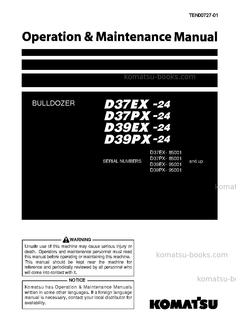 Komatsu d37px-24jpn Operation manual cover Komatsu d37px-24jpn Operation manual cover