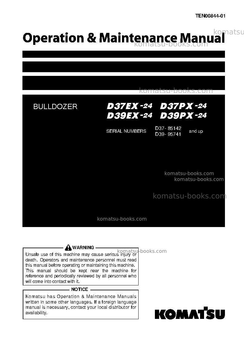 Komatsu d37px-24jpn Operation manual cover Komatsu d37px-24jpn Operation manual cover