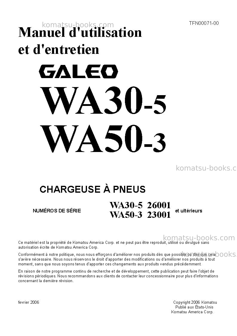 Komatsu wa30-5jpn Manuel d'utilisation couverture Komatsu wa30-5jpn Manuel d'utilisation couverture