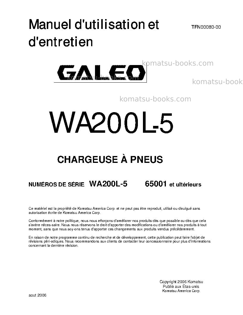 Komatsu wa200l-5jpn Manuel d'utilisation couverture Komatsu wa200l-5jpn Manuel d'utilisation couverture