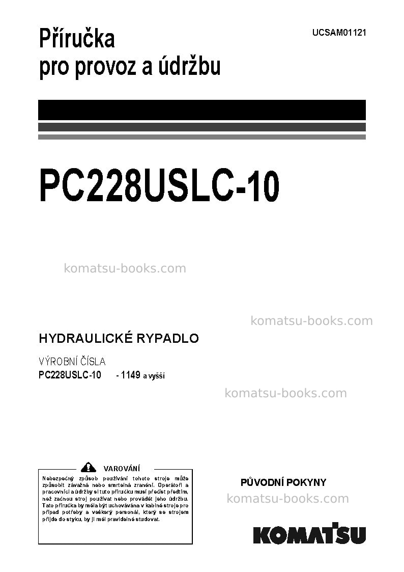 Komatsu pc228uslc-10gbr Provozní manuál obálka