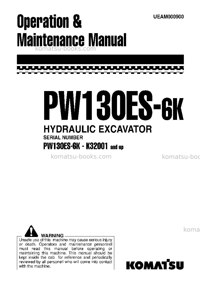Komatsu pw130es-6gbr-k Operation manual cover