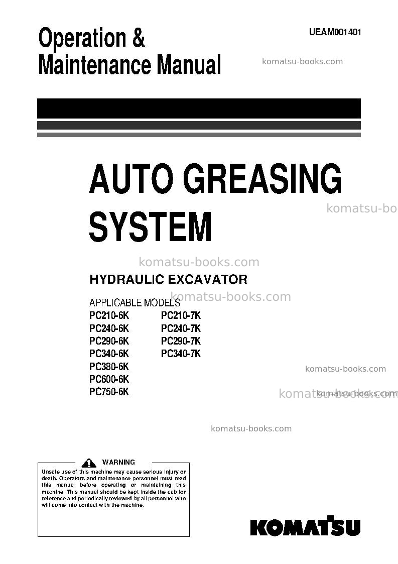 Komatsu pc210-7gbr-k Operation manual cover Komatsu pc210-7gbr-k Operation manual cover