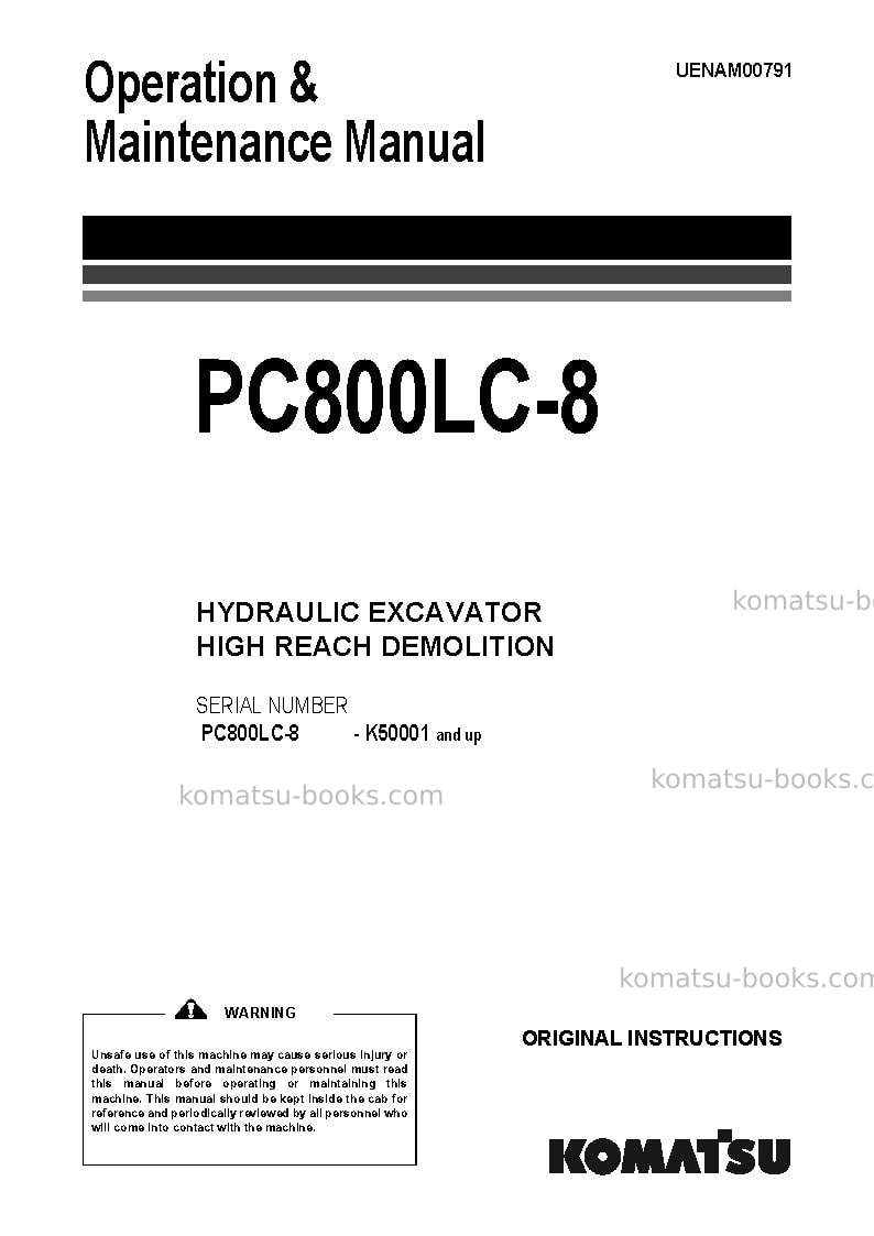 Komatsu pc800lc-8gbr-high reach demolition Operation manual cover