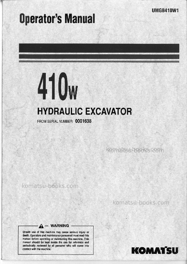Komatsu 410wita Operation manual cover Komatsu 410wita Operation manual cover