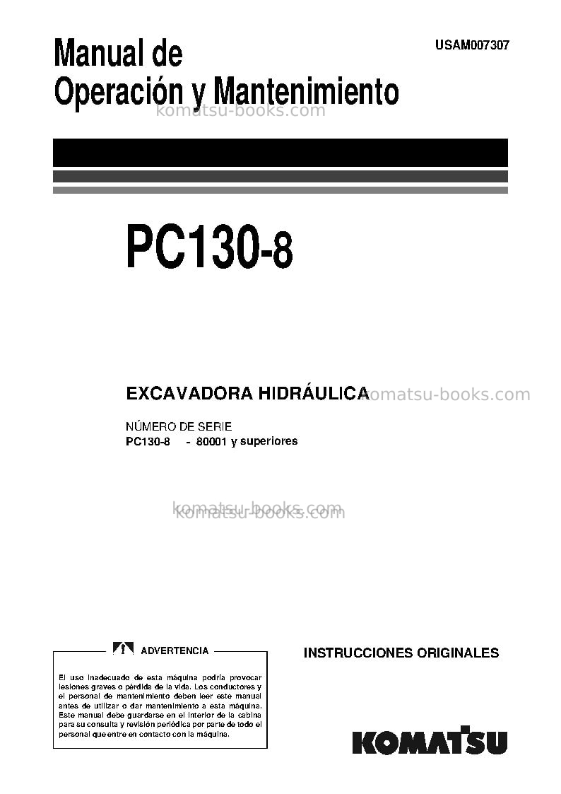 Komatsu pc130-8gbr Manual de operación cover Komatsu pc130-8gbr Manual de operación cover