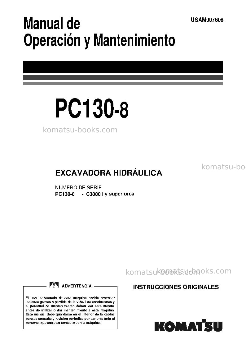 Komatsu pc130-8gbr Manual de operación cover Komatsu pc130-8gbr Manual de operación cover