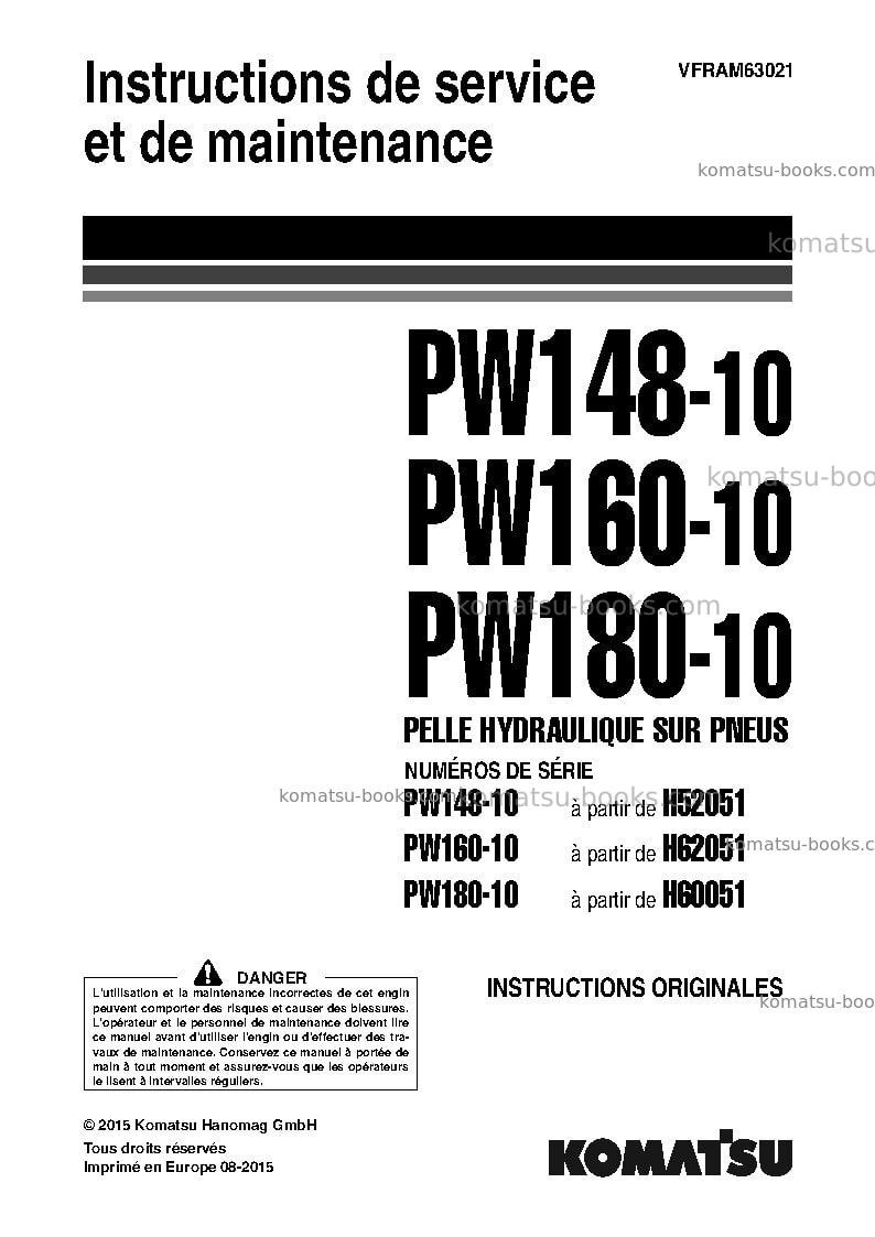 Komatsu pw160-10deu Manuel d'utilisation couverture Komatsu pw160-10deu Manuel d'utilisation couverture