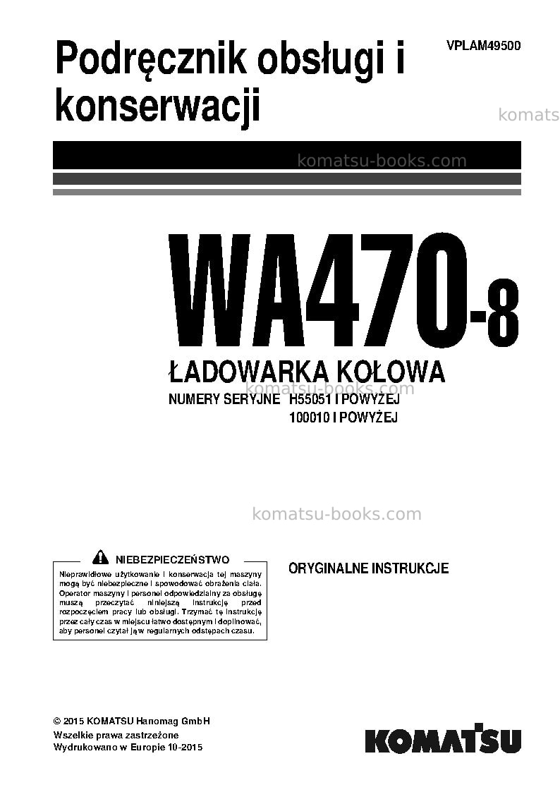 Komatsu wa470-8deu Instrukcja obsługi okładka