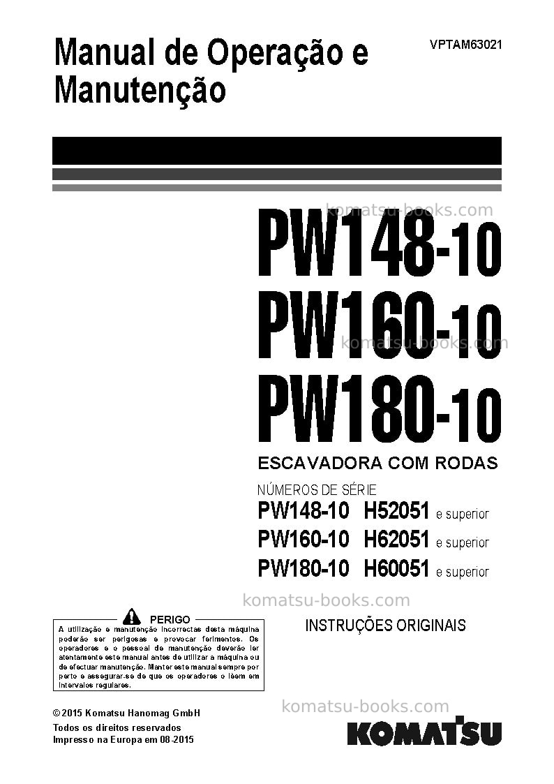 Komatsu pw160-10deu Manual de operação capa