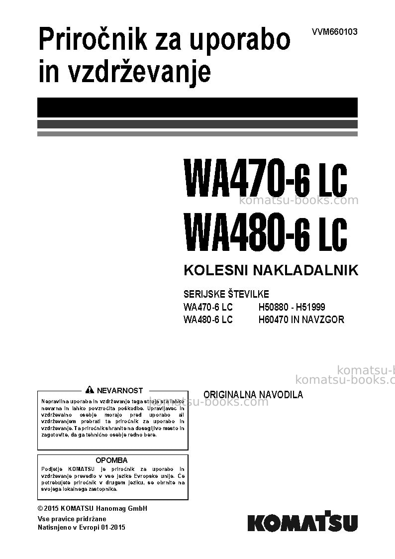 Komatsu wa480-6deu-lc Operation manual cover Komatsu wa480-6deu-lc Operation manual cover