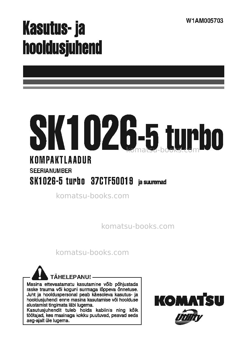 Komatsu sk1026-5ita Operation manual cover Komatsu sk1026-5ita Operation manual cover