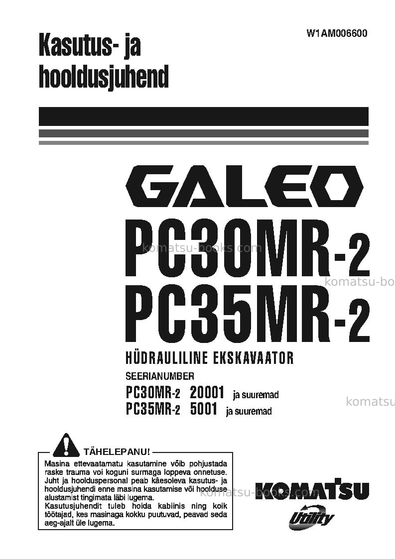 Komatsu pc30mr-2ita Operation manual cover Komatsu pc30mr-2ita Operation manual cover