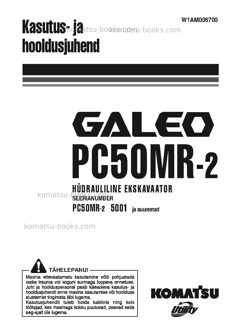 Komatsu pc50mr-2jpn-for eu Operation manual cover