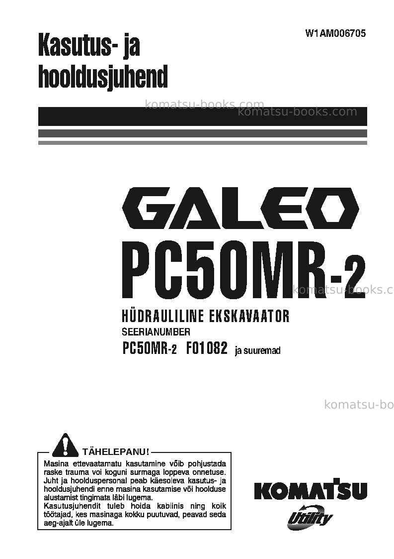 Komatsu pc50mr-2ita Operation manual cover Komatsu pc50mr-2ita Operation manual cover