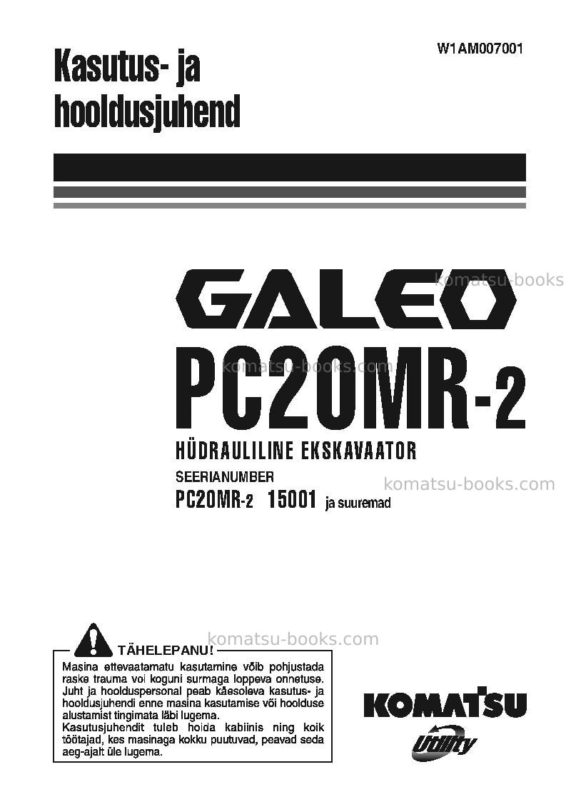 Komatsu pc20mr-2ita Operation manual cover Komatsu pc20mr-2ita Operation manual cover