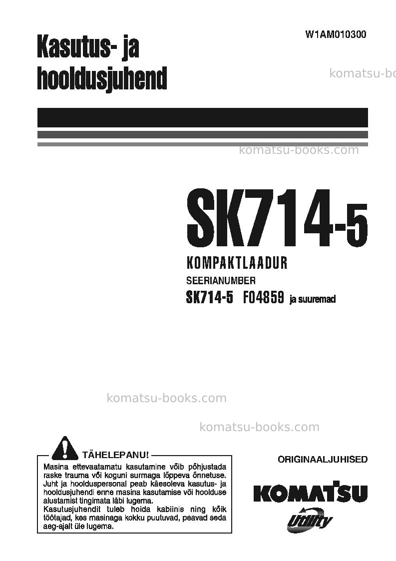 Komatsu sk714-5ita-/ Operation manual cover