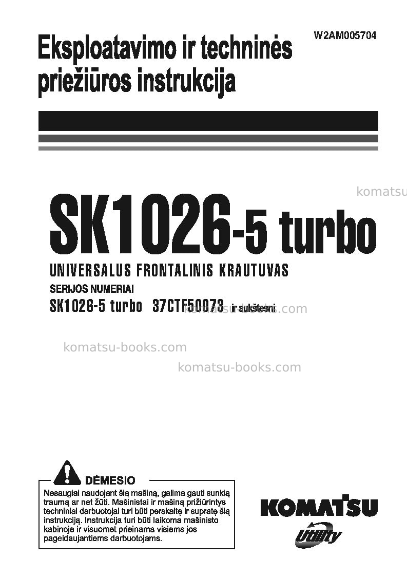 Komatsu sk1026-5ita Operation manual cover