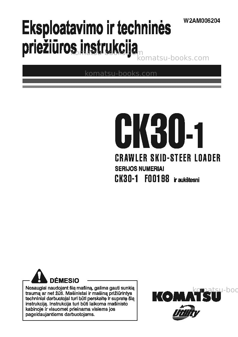 Komatsu ck30-1ita Operation manual cover Komatsu ck30-1ita Operation manual cover