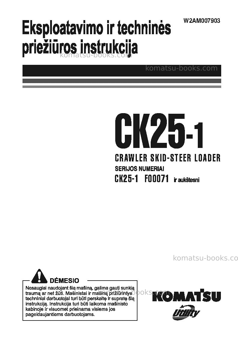 Komatsu ck25-1ita Operation manual cover Komatsu ck25-1ita Operation manual cover